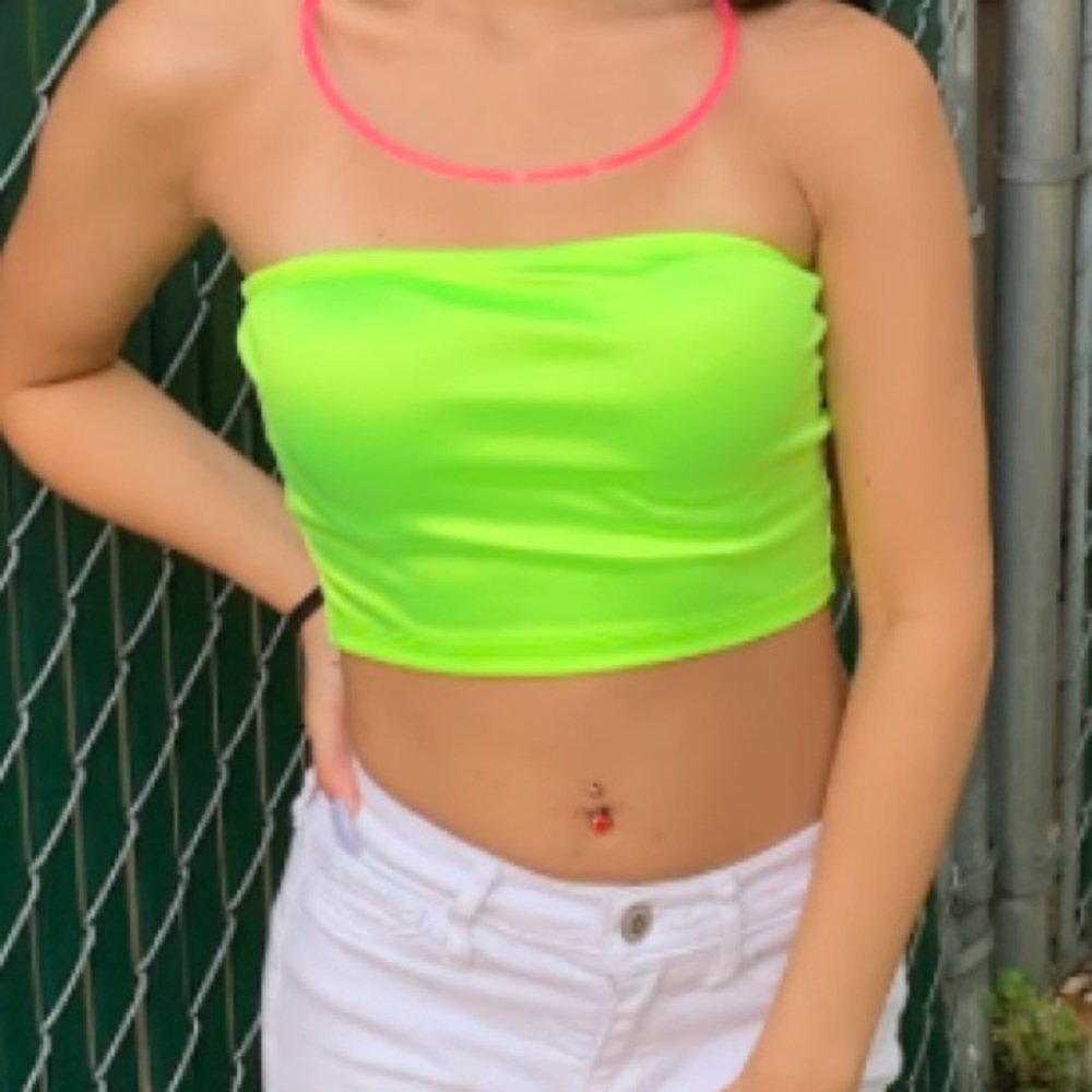 Neon Green Cropped Tube Top